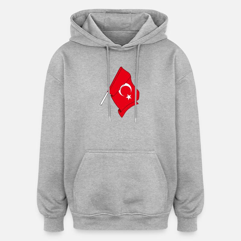 Drapeau Turquie - Sweat à capuche oversize unisexe - gris chiné