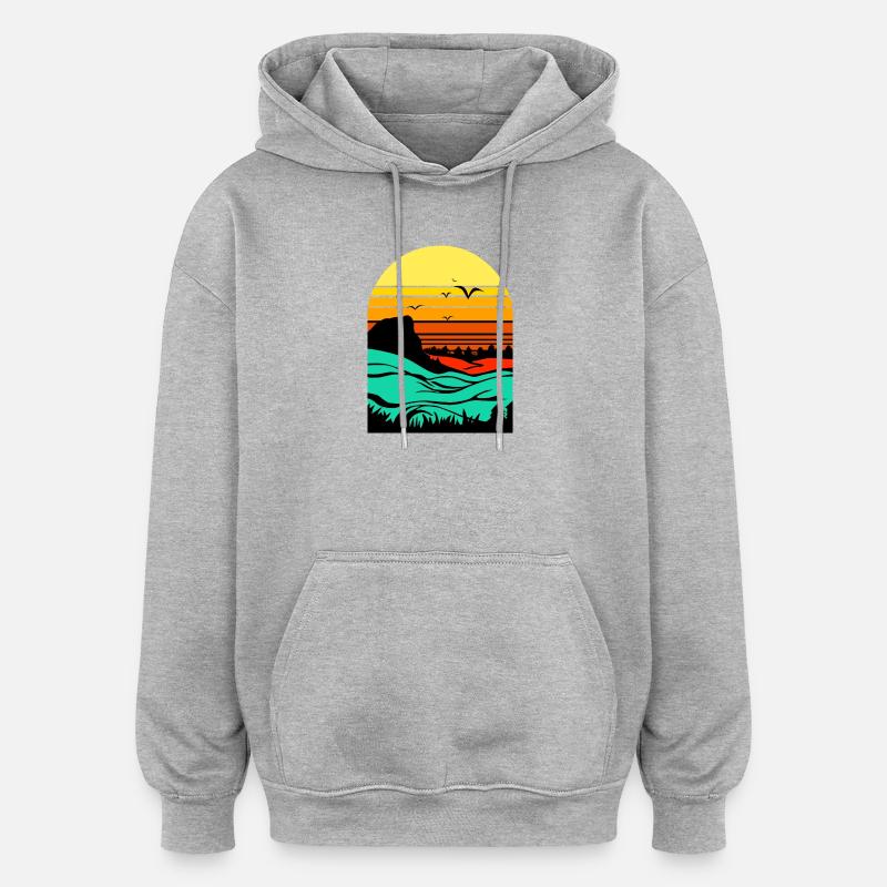 Abendrot - Oversized Unisex Hoodie - Grau meliert