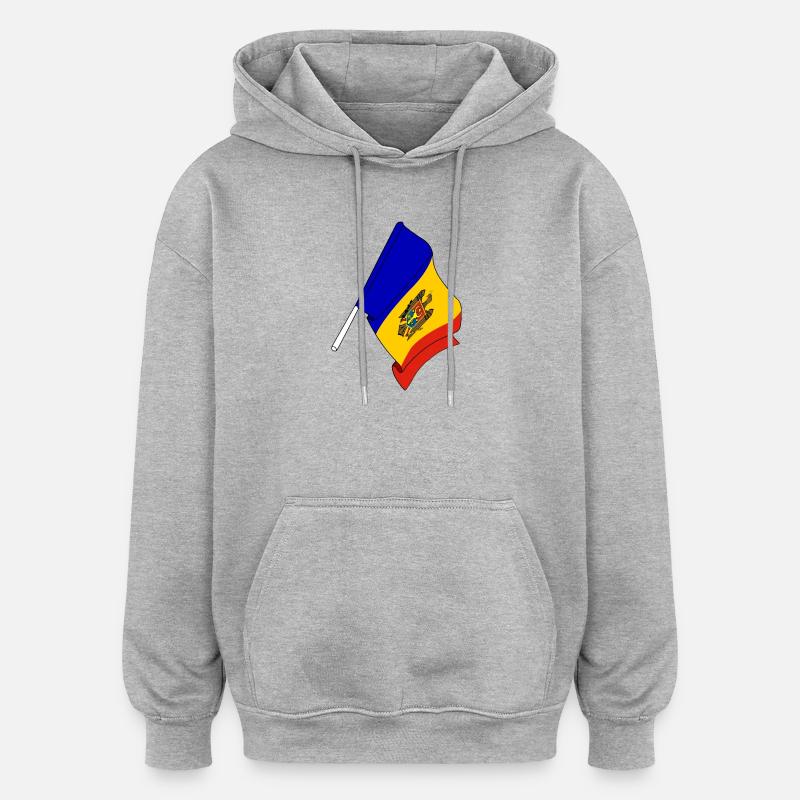 Drapeau de la Moldavie - Sweat à capuche oversize unisexe - gris chiné