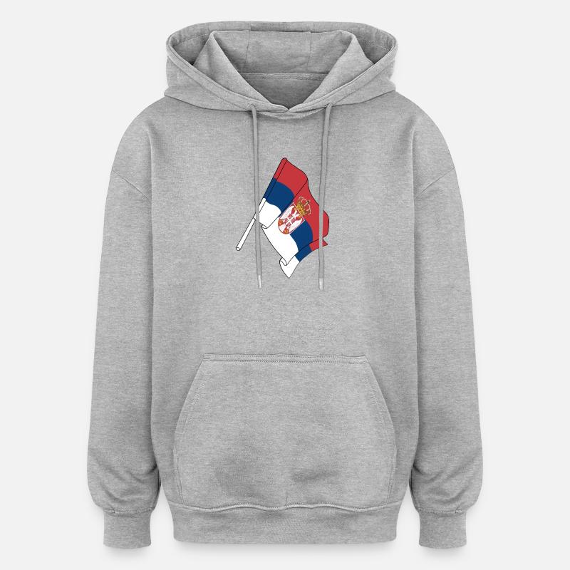 Drapeau de la Serbie - Sweat à capuche oversize unisexe - gris chiné
