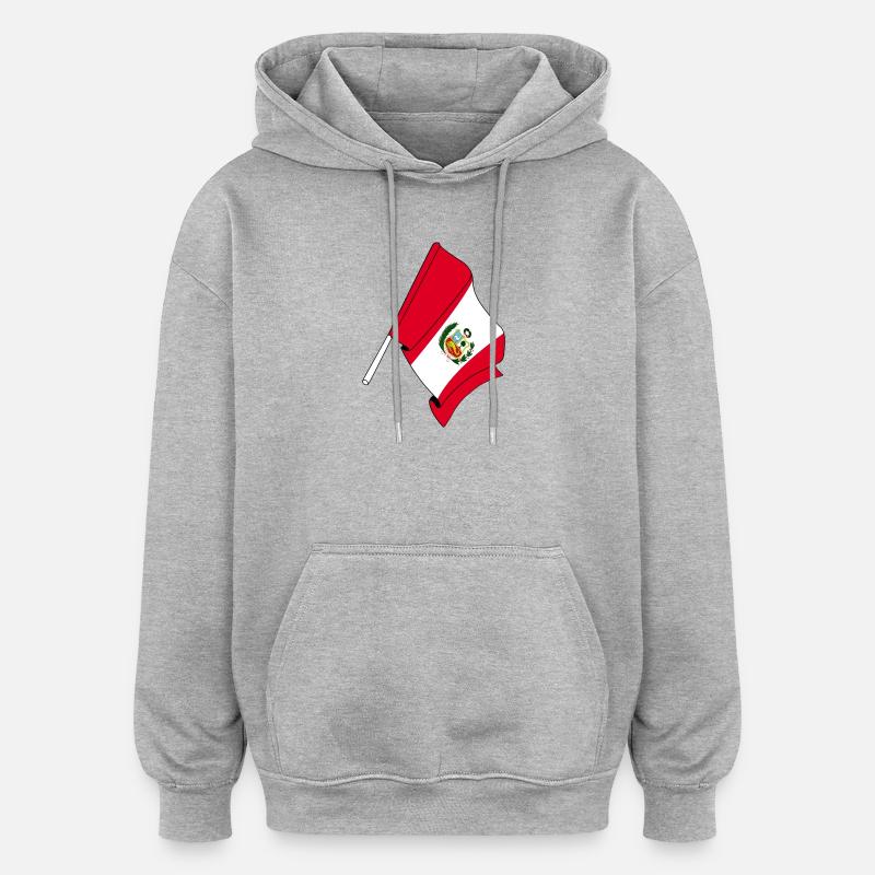 Drapeau Pérou - Sweat à capuche oversize unisexe - gris chiné