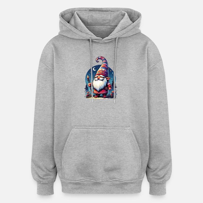 Elfe gobelin gnome - Sweat à capuche oversize unisexe - gris chiné