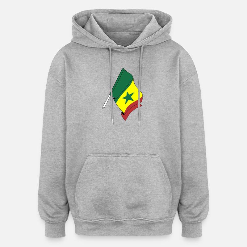 Drapeau du Sénégal - Sweat à capuche oversize unisexe - gris chiné