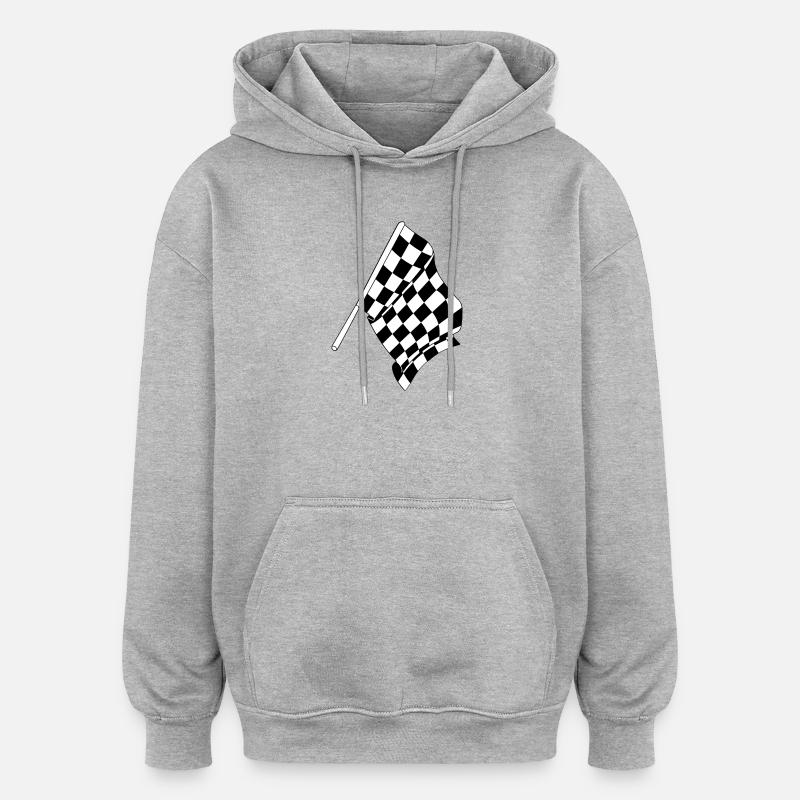 Drapeau de la course automobile - Sweat à capuche oversize unisexe - gris chiné