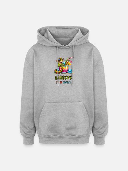 Gecko Bangkok Thailand Design - Oversized Unisex Hoodie - heather grey