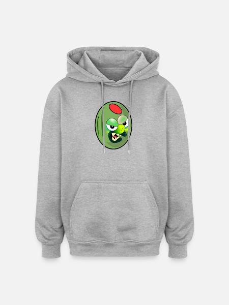 GREEN OLIVES CARTOON PEPPERS - Oversized Unisex Hoodie - heather grey