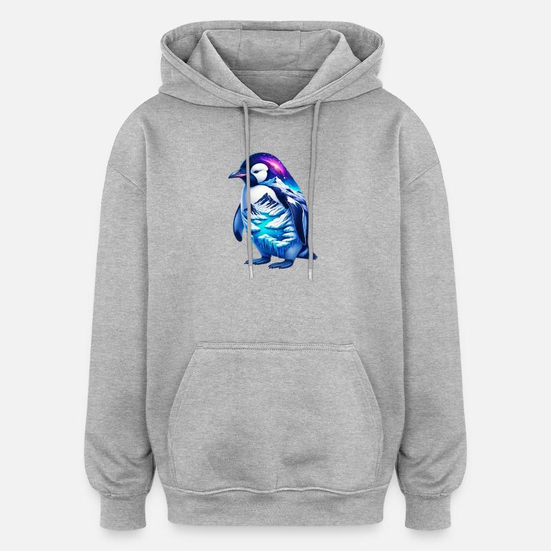 Pingouin - Sweat à capuche oversize unisexe - gris chiné