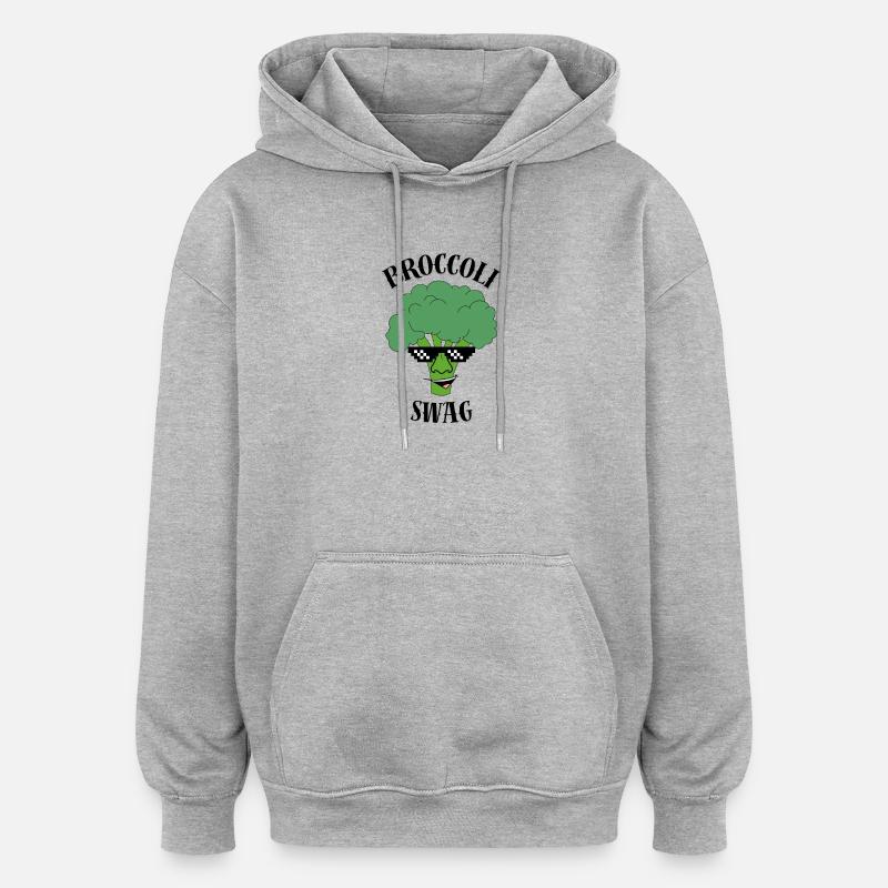 Brocoli rieur avec lunettes de soleil - Sweat à capuche oversize unisexe - gris chiné
