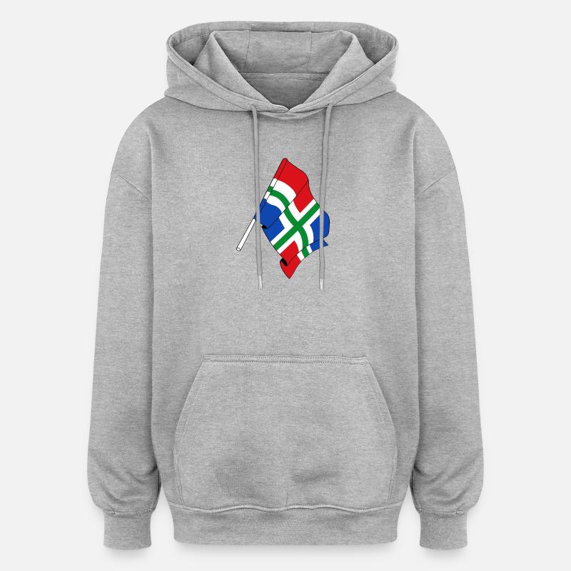 Drapeau de la province de Groningue - Sweat à capuche oversize unisexe - gris chiné