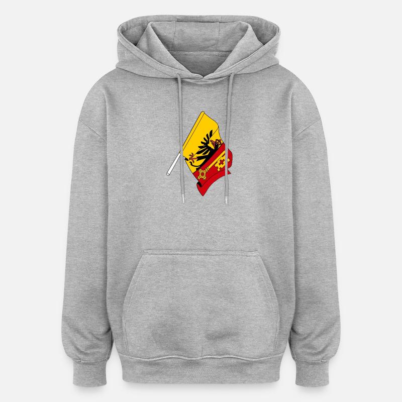 Drapeau : Genève, Suisse - Sweat à capuche oversize unisexe - gris chiné