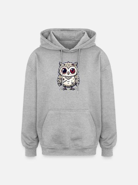 Griezelige zombie-uil voor Halloween-plezier - Oversized uniseks hoodie - grijs gemêleerd