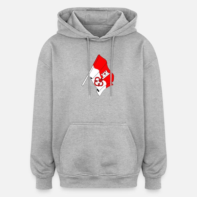 Drapeau Obwald Suisse - Sweat à capuche oversize unisexe - gris chiné