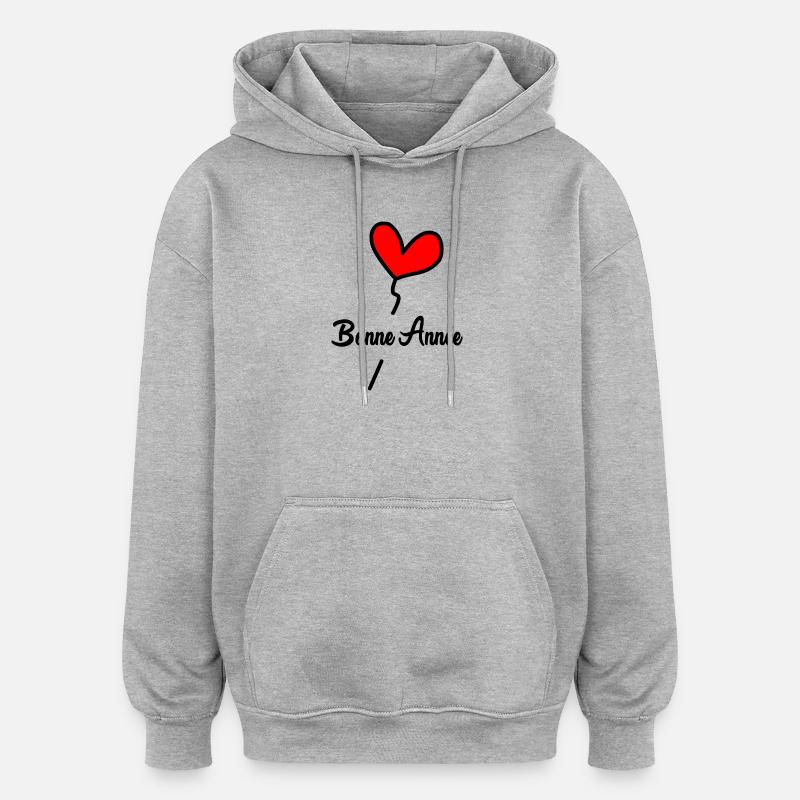 BONNE ANNEE. SAINT SYLVESTRE - Sweat à capuche oversize unisexe - gris chiné