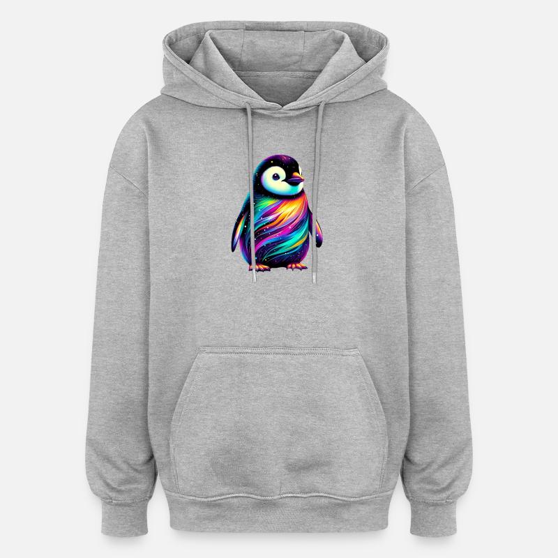 Pingouin - Sweat à capuche oversize unisexe - gris chiné