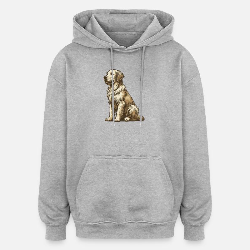 Golden retriever - Sweat à capuche oversize unisexe - gris chiné