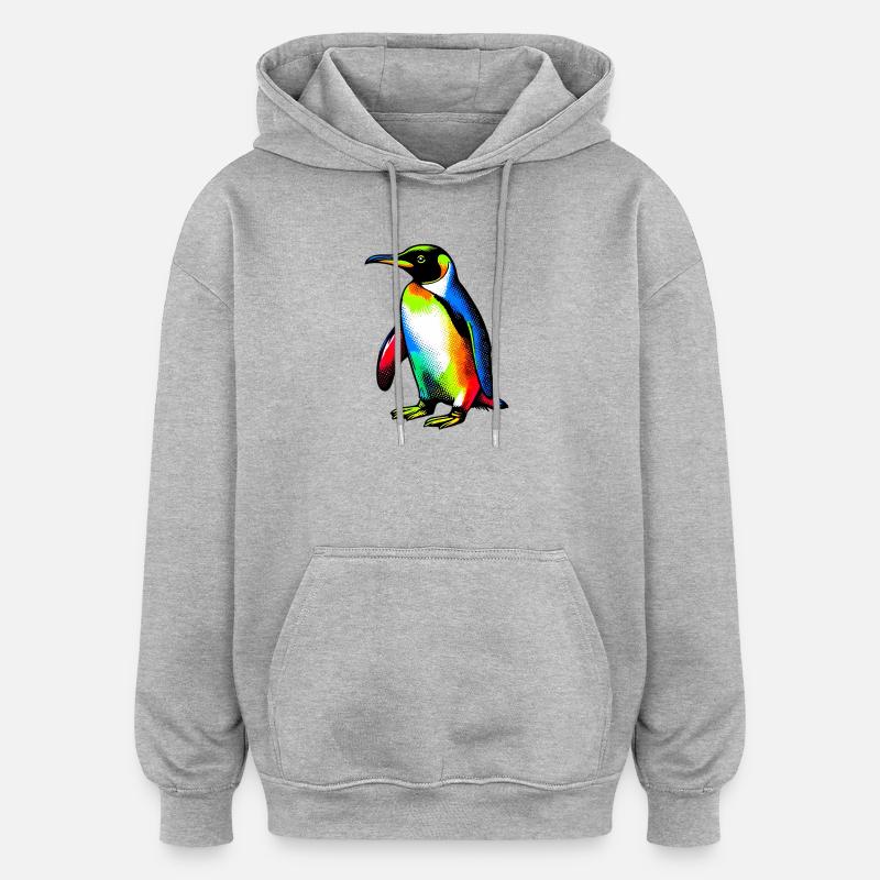Pingouin - Sweat à capuche oversize unisexe - gris chiné
