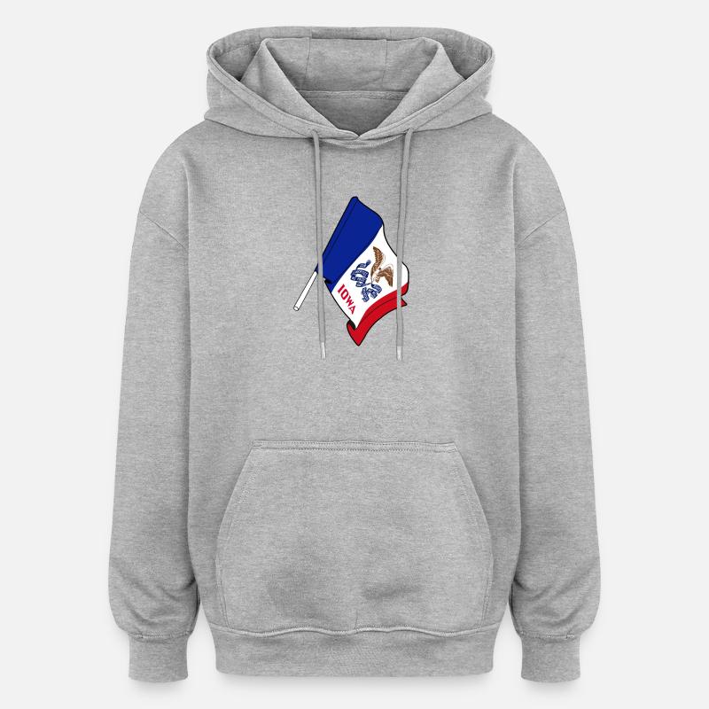 Drapeau de l’Iowa - Sweat à capuche oversize unisexe - gris chiné
