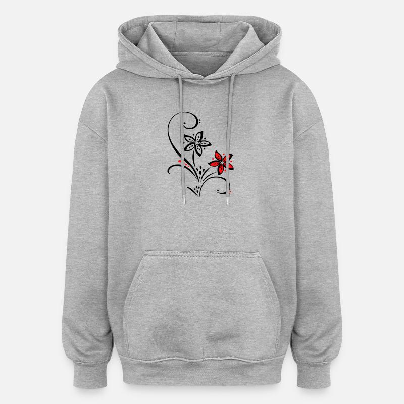 Ornement à petites fleurs - Sweat à capuche oversize unisexe - gris chiné