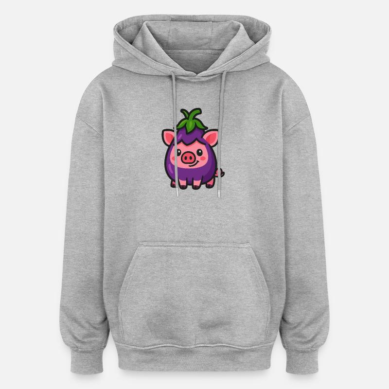 Cochon Gina - Sweat à capuche oversize unisexe - gris chiné