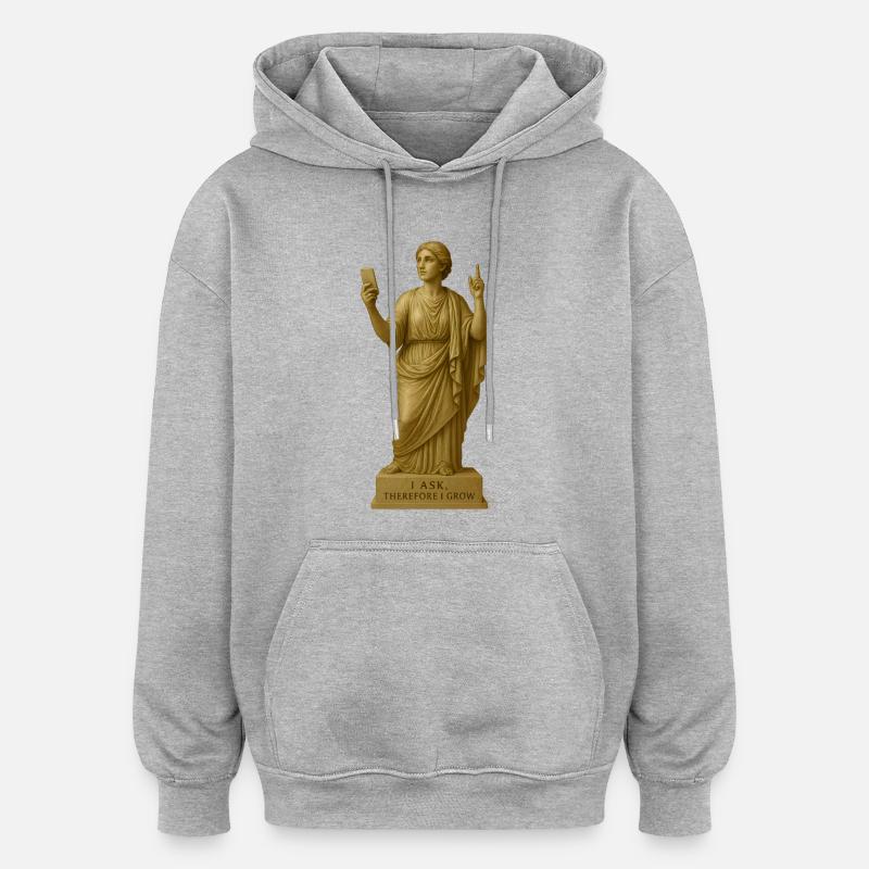 Ancient Philosopher Statue with Message - Oversized Unisex Hoodie - heather grey