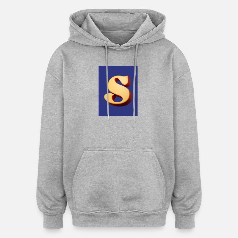 3D Hellbrauner Buchstabe S Look - Oversized Unisex Hoodie - Grau meliert