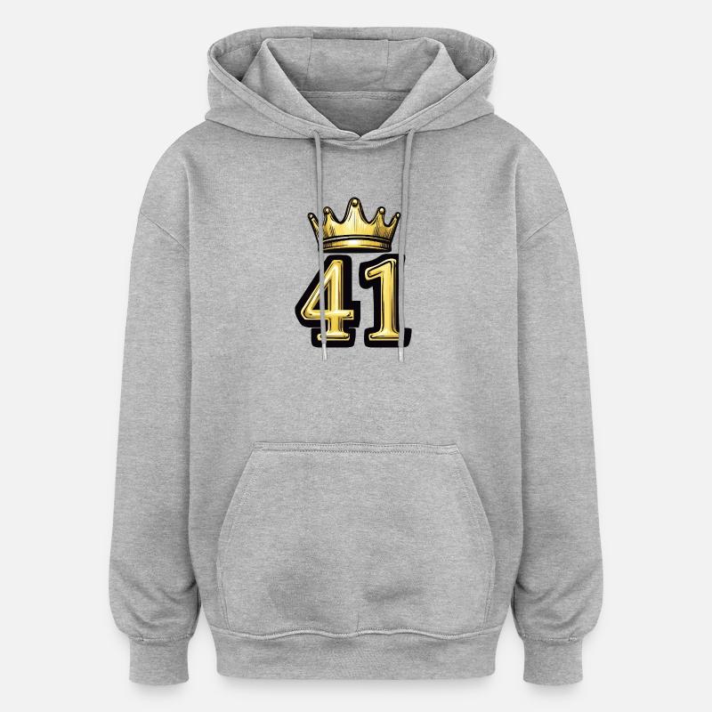 41 Zahl Krone - Oversized Unisex Hoodie - Grau meliert