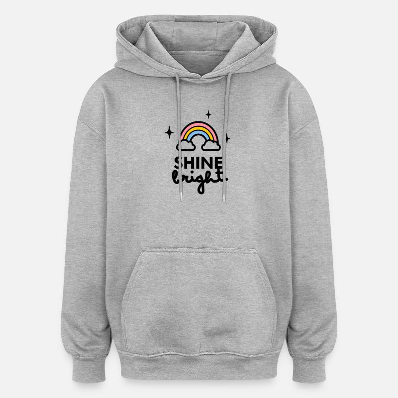 Logo Shine Bright - Sweat à capuche oversize unisexe - gris chiné