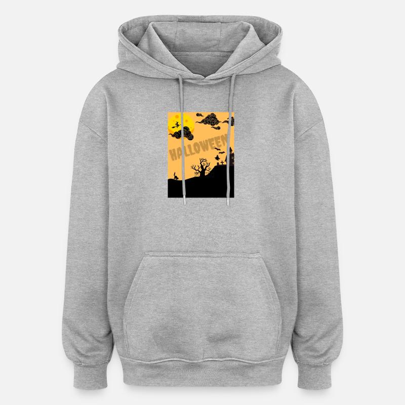 Silhouette d’Halloween par Moon - Sweat à capuche oversize unisexe - gris chiné