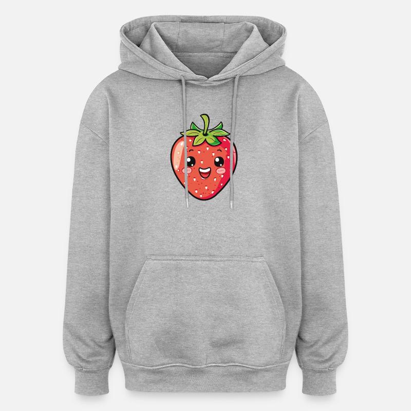 Fraise - Sweat à capuche oversize unisexe - gris chiné
