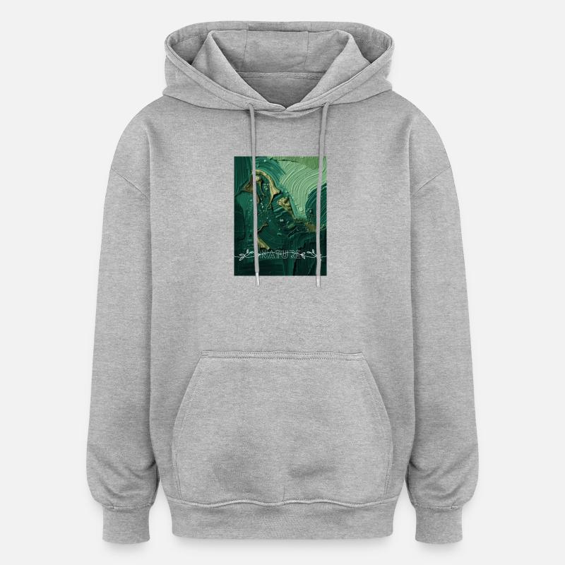 Vert Nature - Sweat à capuche oversize unisexe - gris chiné