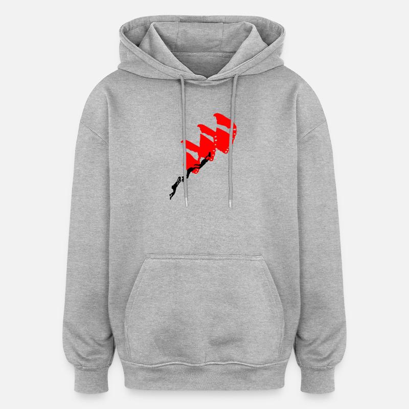 Parachutisme - Sweat à capuche oversize unisexe - gris chiné