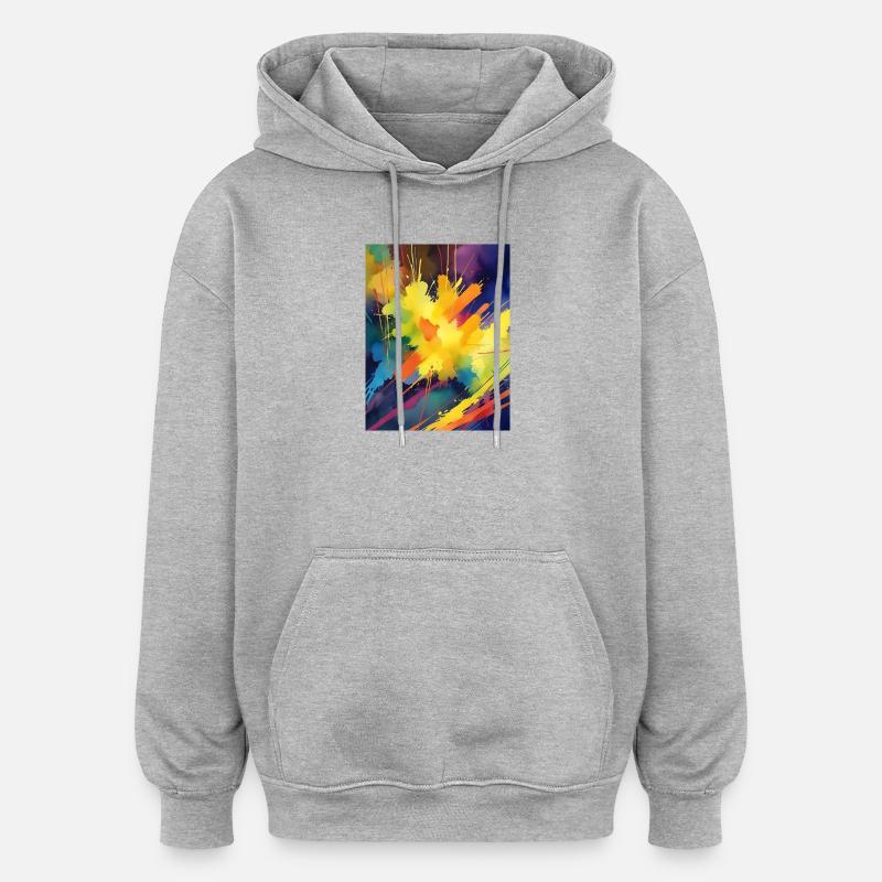 Explosion de couleurs Résumé - Sweat à capuche oversize unisexe - gris chiné