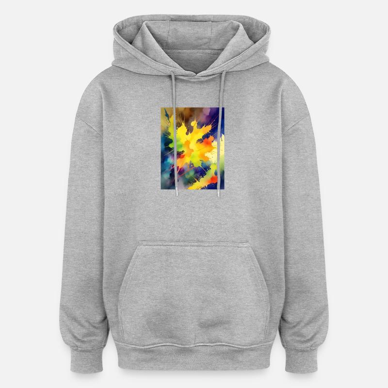 Farbexplosion Abstrakt Spritzer - Oversized Unisex Hoodie - Grau meliert