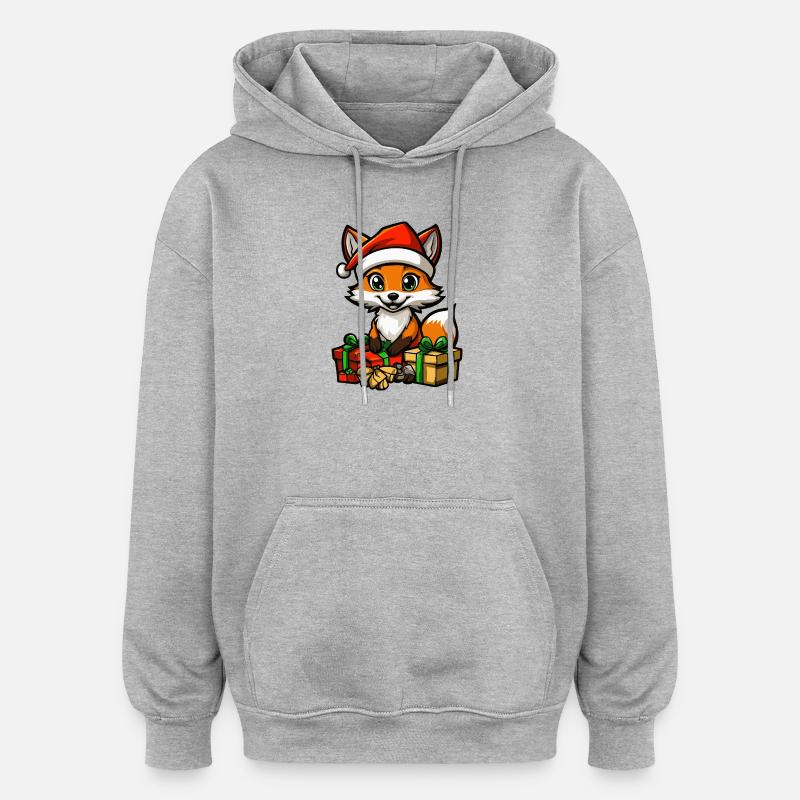 Fuchs Weihnachten Geschenke - Oversized Unisex Hoodie - Grau meliert