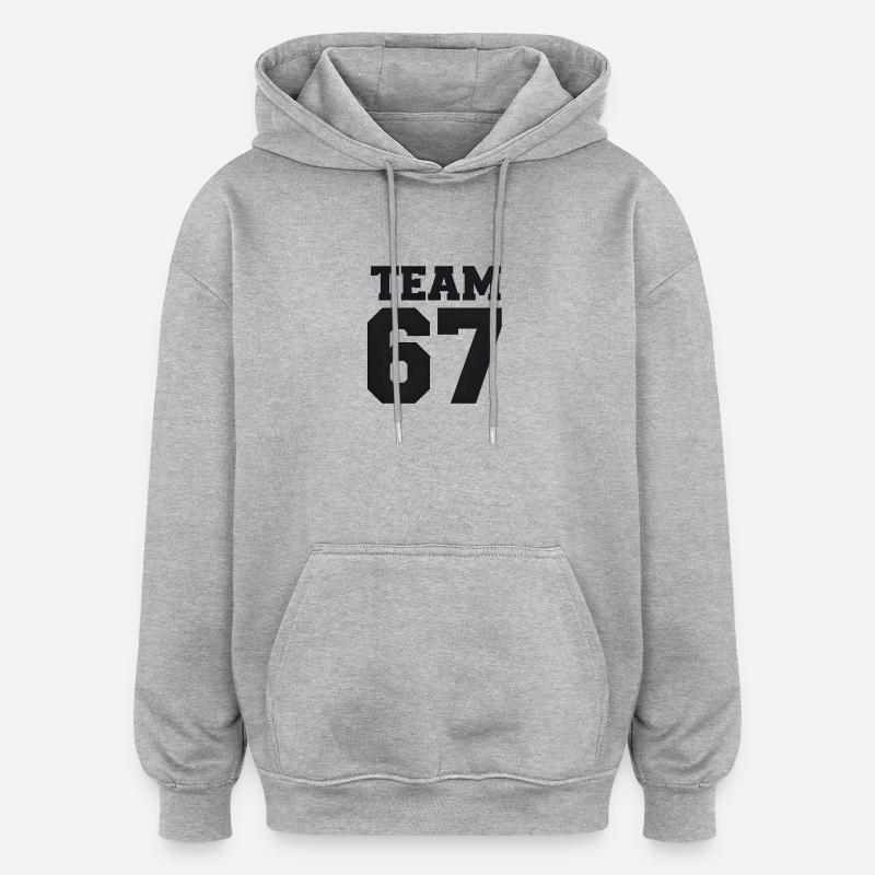 Team 67 - Sweat à capuche oversize unisexe - gris chiné