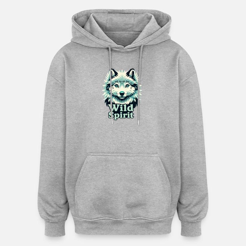 Wilde Wolfsseele - Oversized Unisex Hoodie - Grau meliert