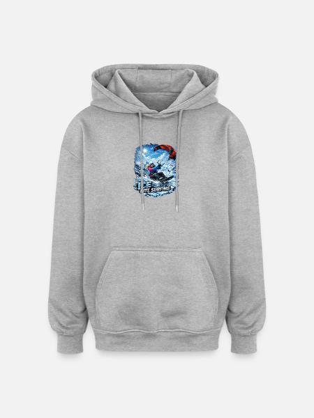 WINTER KITE SURFER GIRL - Oversized Unisex Hoodie - Grau meliert