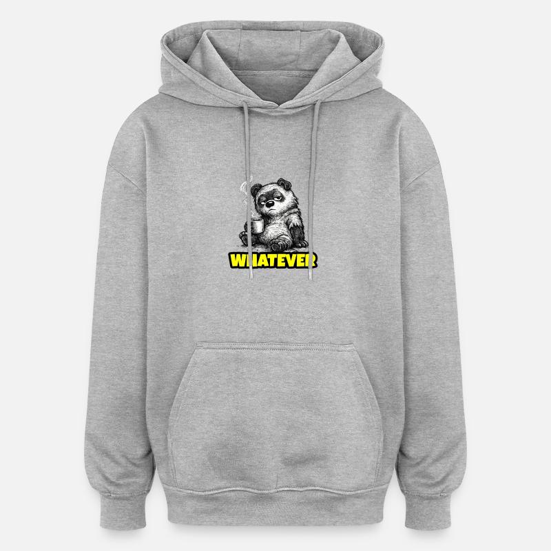 Whatever – Grumpy Bear Coffee (Sketch) - Oversized Unisex Hoodie - heather grey