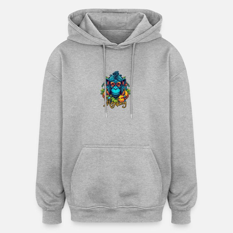Neon-Tropenaffe Kopf - Oversized Unisex Hoodie - Grau meliert