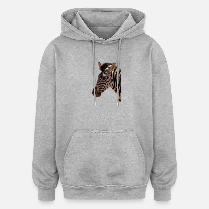 Zebra Kopf  - Oversized Unisex Hoodie - Grau meliert
