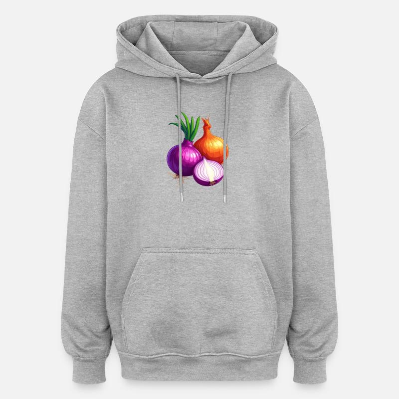 Oignons - Sweat à capuche oversize unisexe - gris chiné