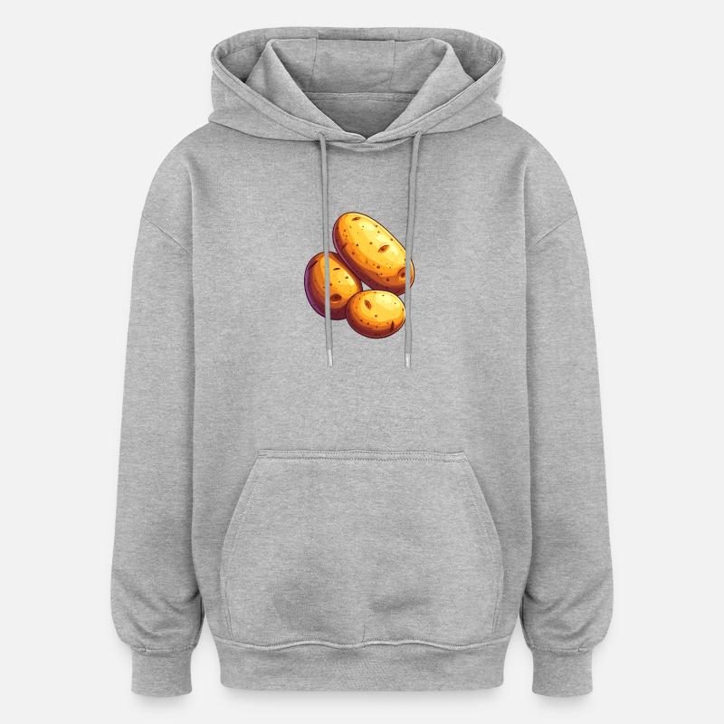 Pomme de terre - Sweat à capuche oversize unisexe - gris chiné