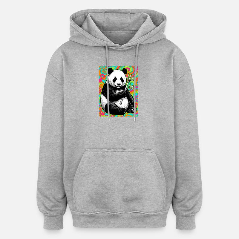 panda - Sweat à capuche oversize unisexe - gris chiné