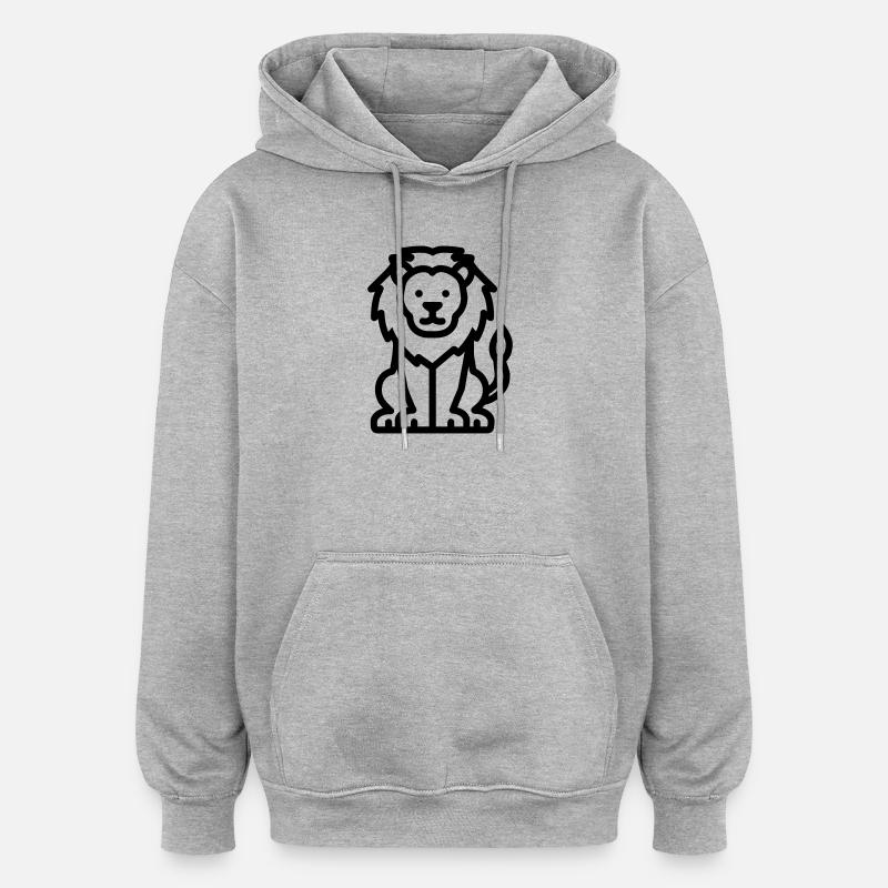 lion - Sweat à capuche oversize unisexe - gris chiné