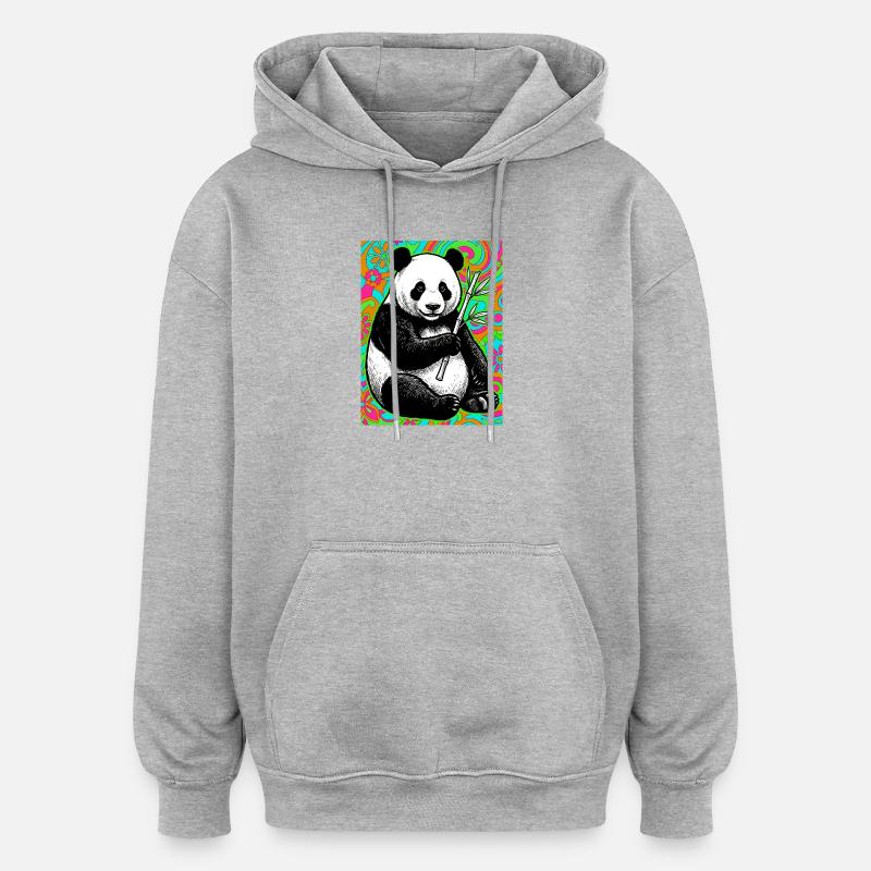 panda - Sweat à capuche oversize unisexe - gris chiné