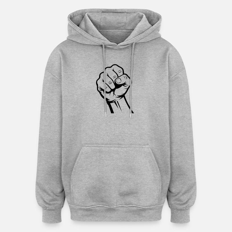 Poing - Sweat à capuche oversize unisexe - gris chiné