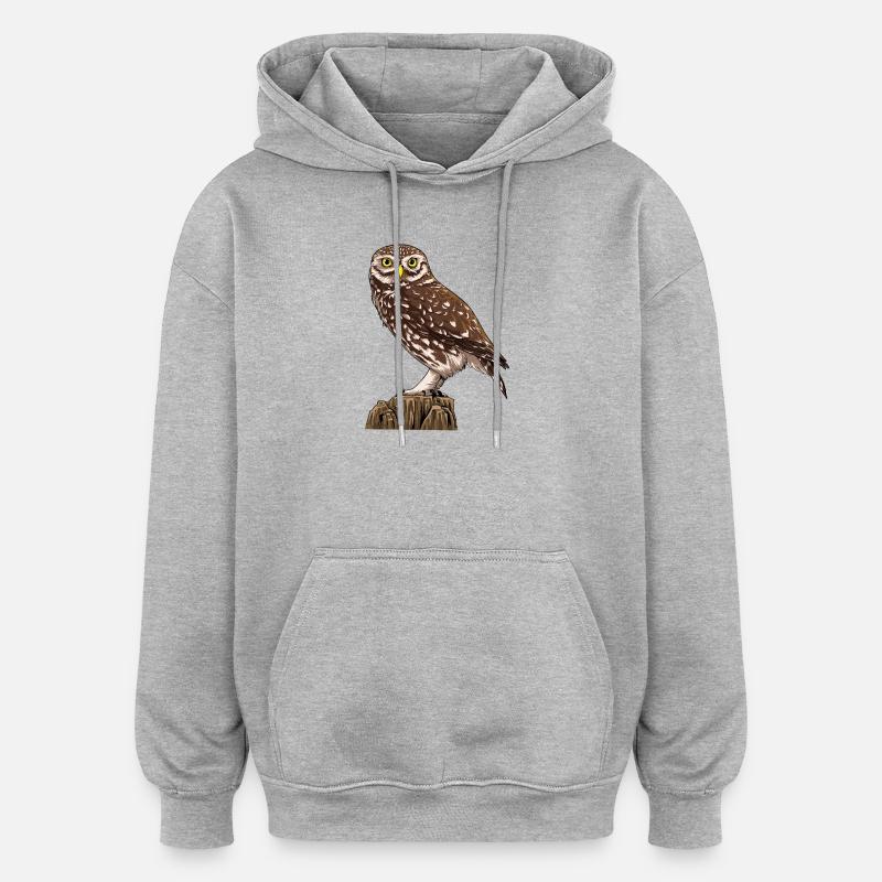 Petite chouette - Sweat à capuche oversize unisexe - gris chiné