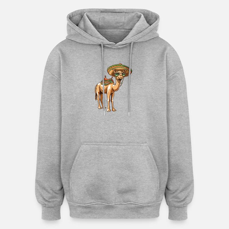 Kamel Comic Lustig Sombrero - Oversized Unisex Hoodie - Grau meliert