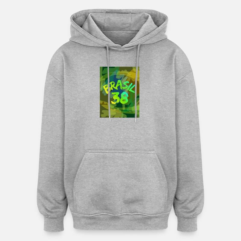Néon Brush Brasil 38 - Sweat à capuche oversize unisexe - gris chiné