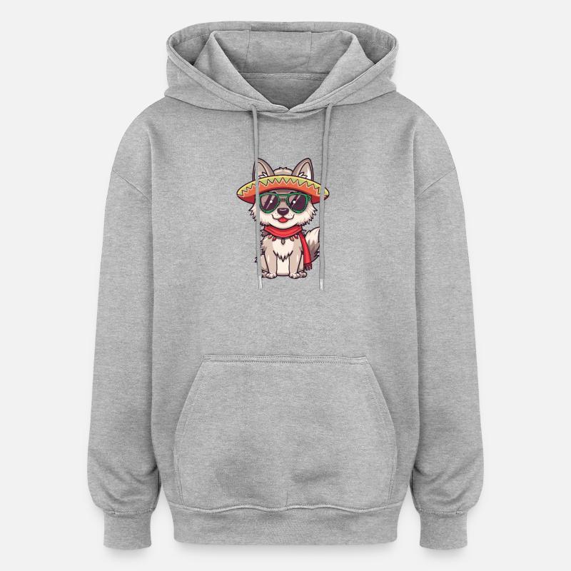 Sombrero drôle de Fox Comic - Sweat à capuche oversize unisexe - gris chiné